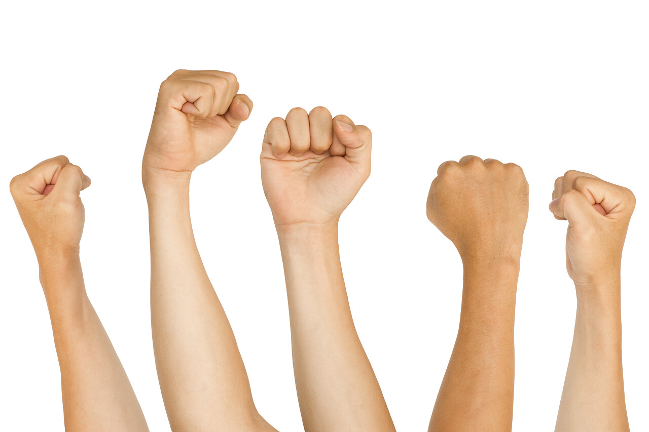 孤立的拳头奋斗拳头加油拳头团队加油团结拳头团结手势胜利激励