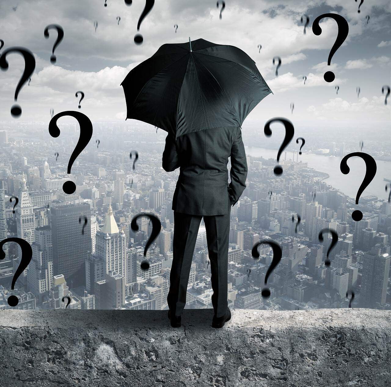 商人被问题包围的概念选择困难症糊涂