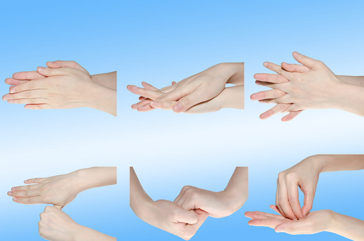 白色皮肤上洗手手势世界卫生日