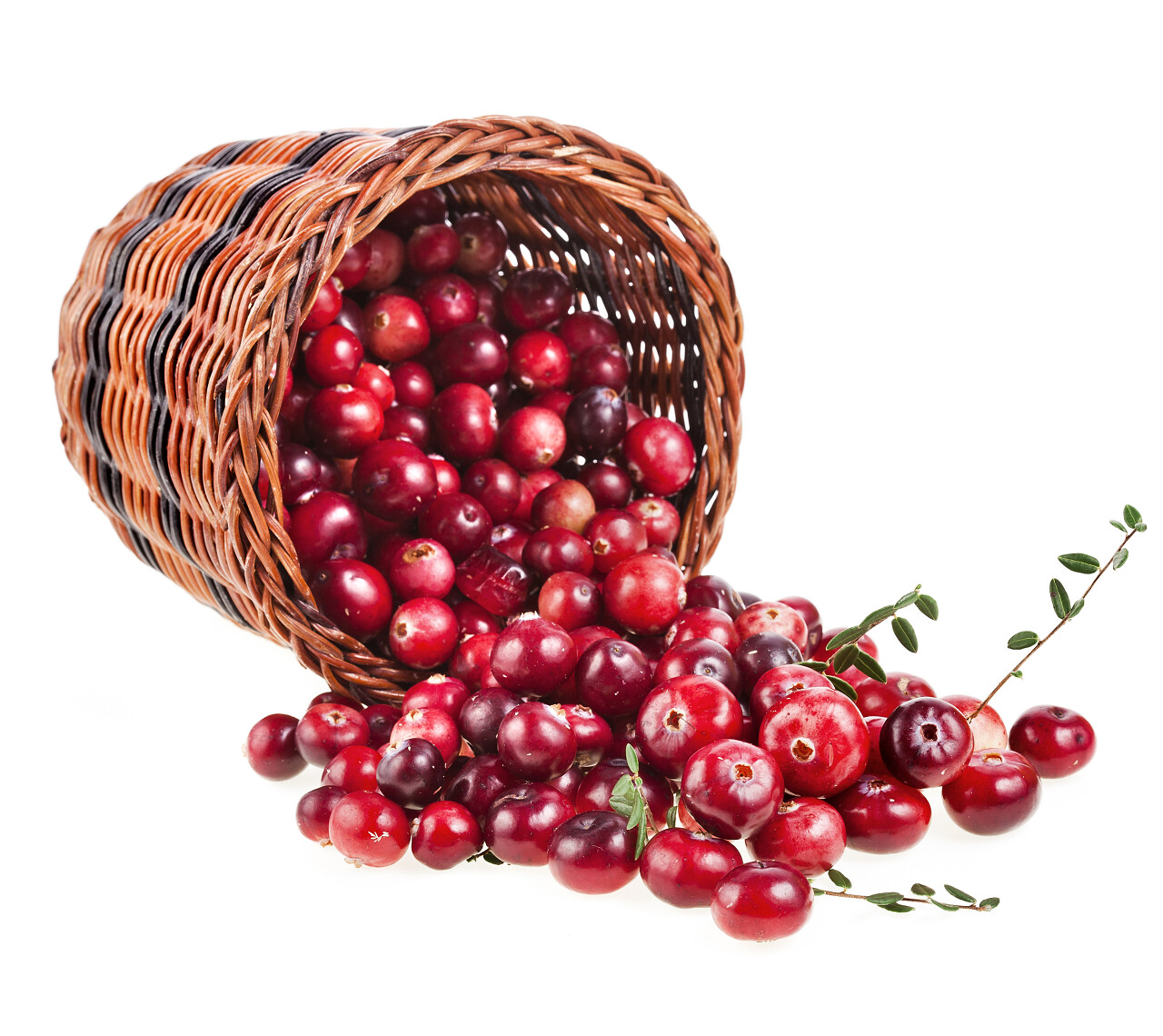 蔓越莓在篮子里洒落