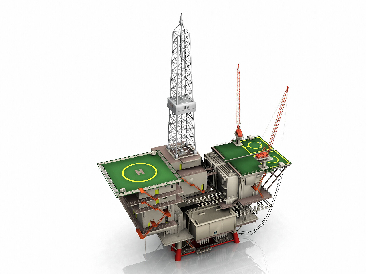 白色背景上的石油平台