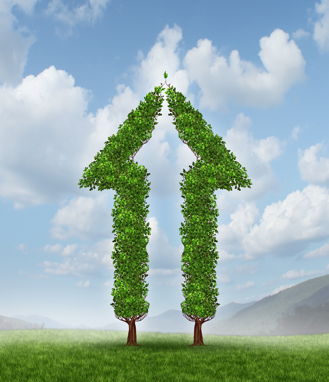 绿色树木房子环保提升箭头提升