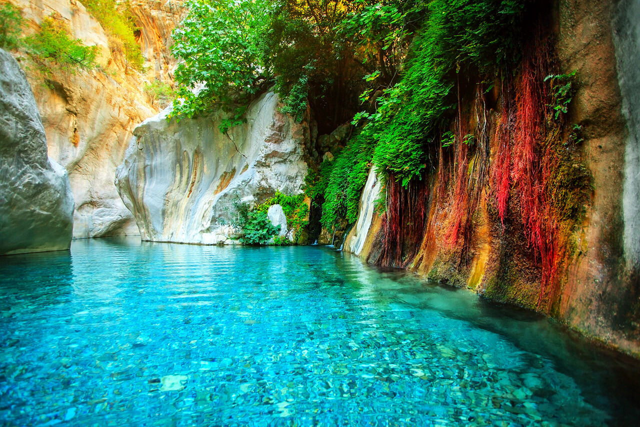 山间河流清澈河水美丽风景景色