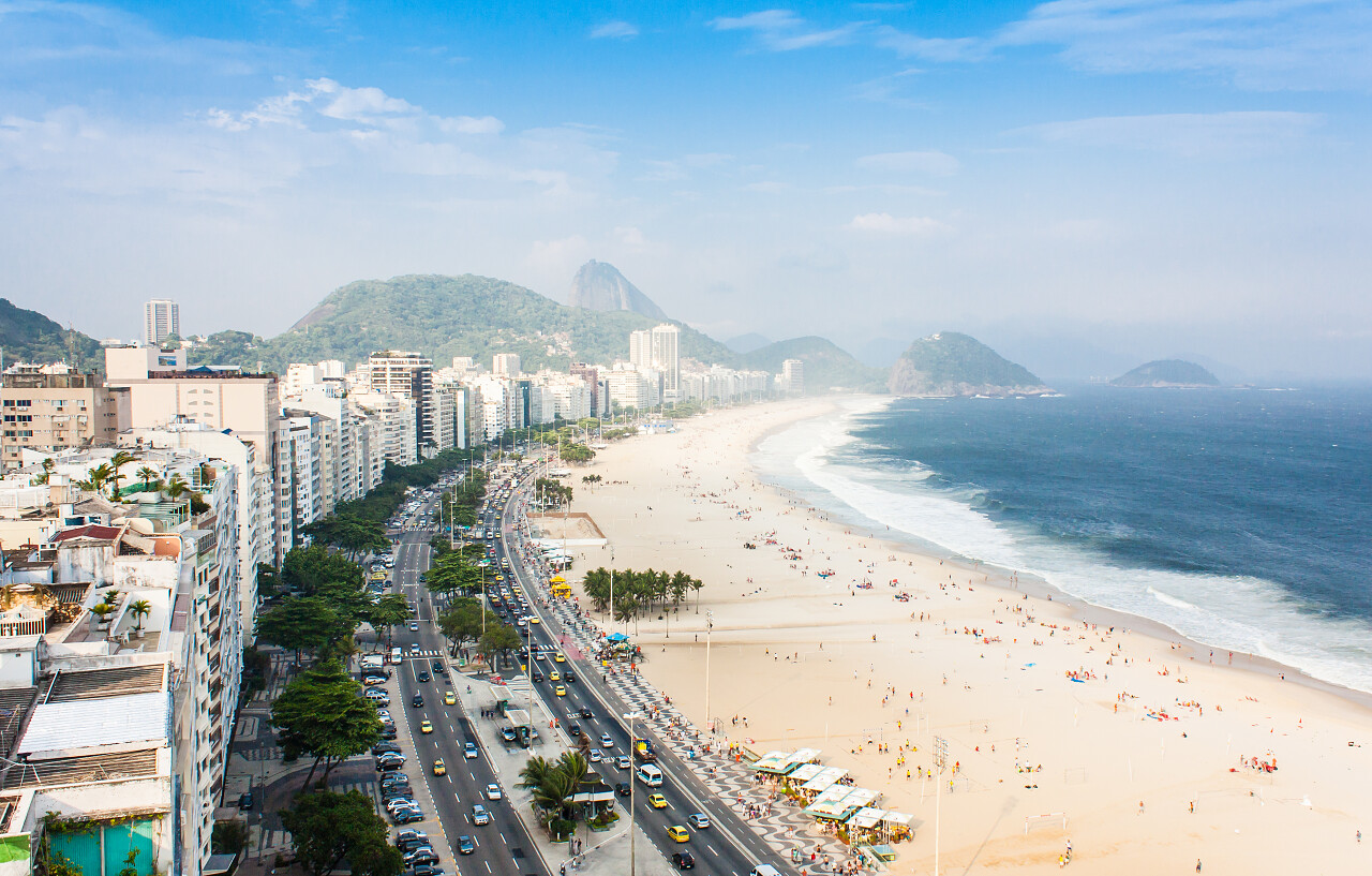 海边沙滩沿海城市航拍俯拍鸟瞰