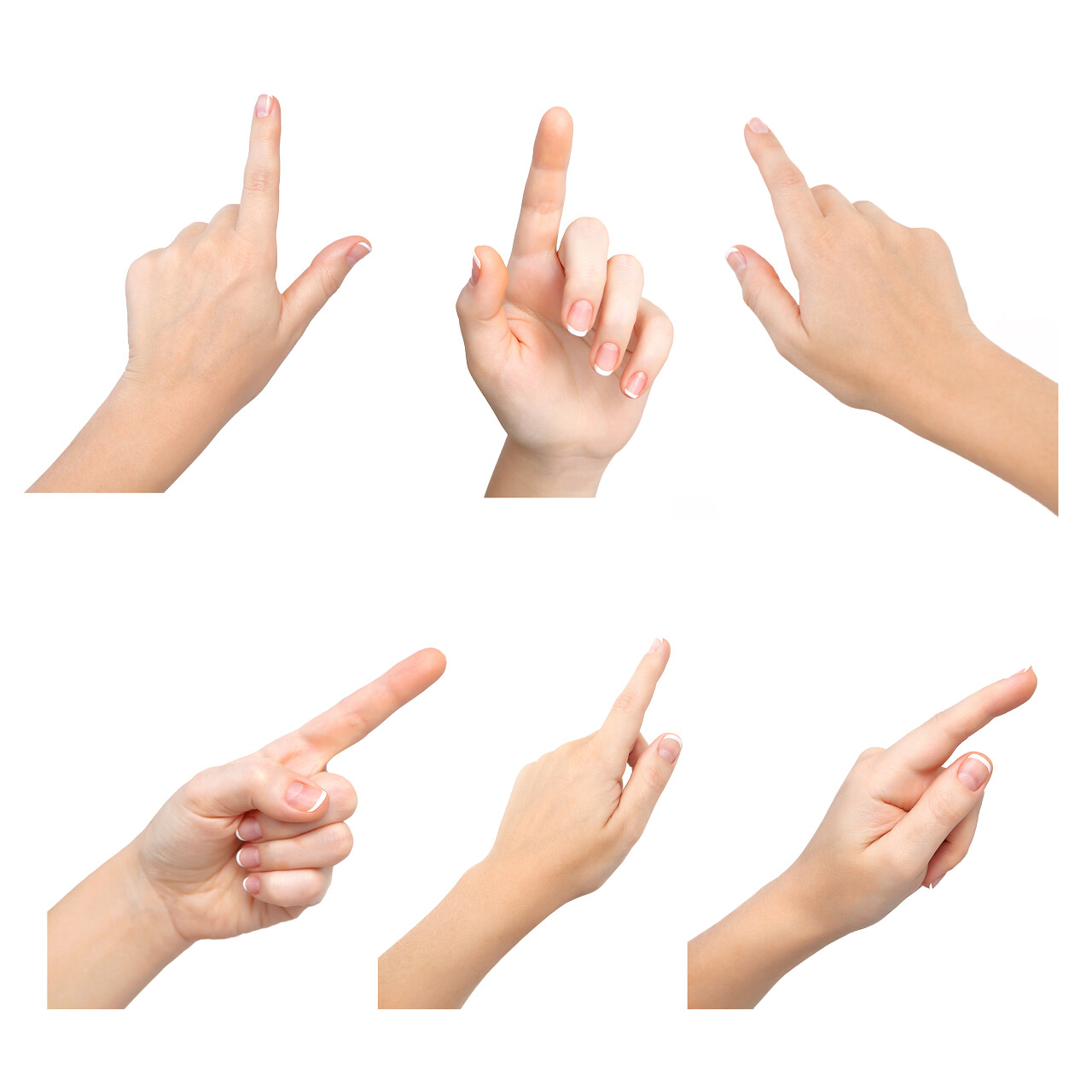 孤立的女性手触摸或点击某物点击手势