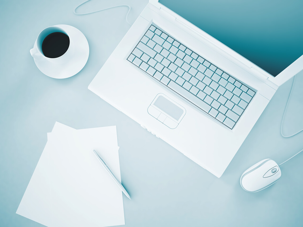 便携式计算机文档和商业背景的咖啡