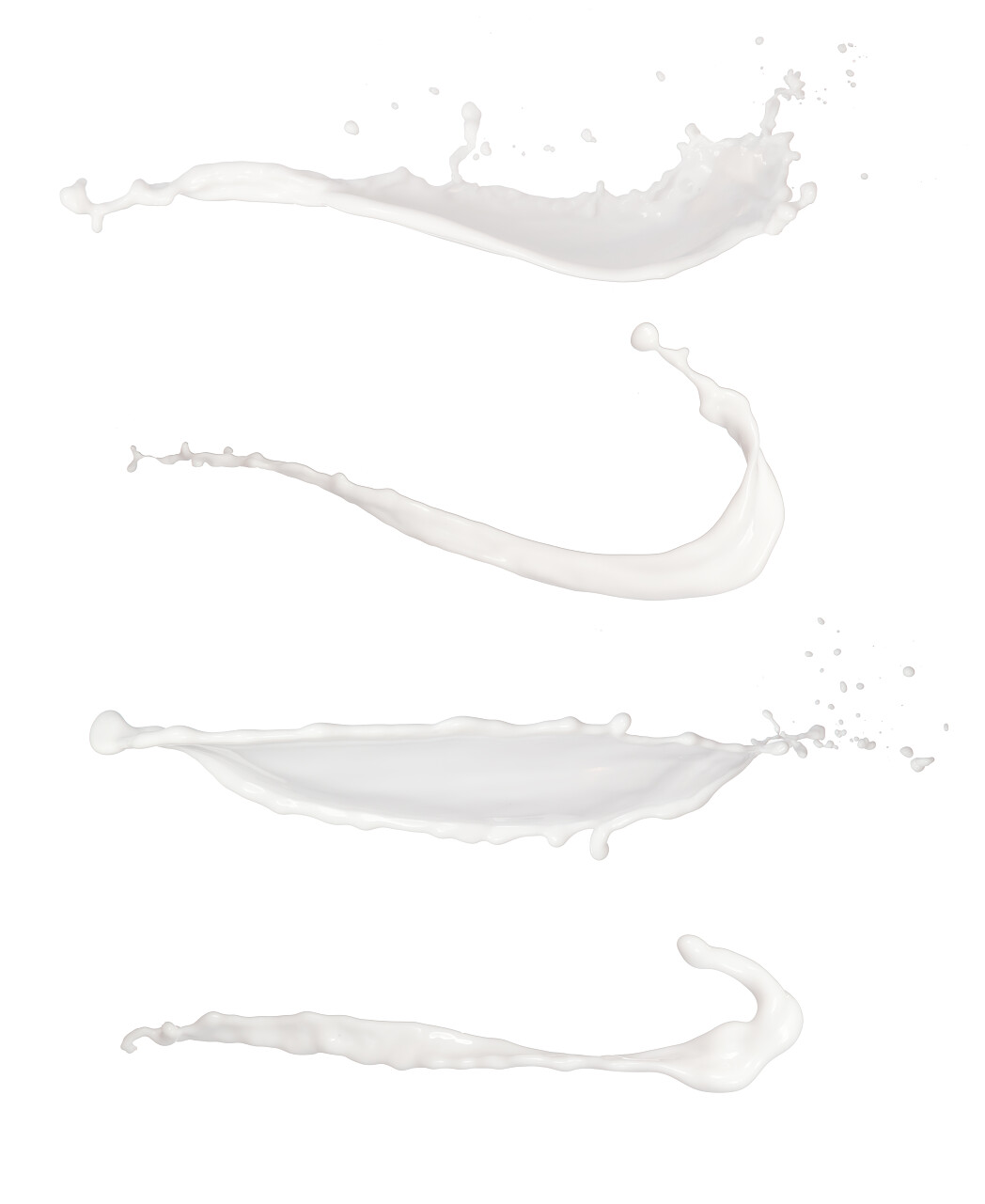 牛奶溅上孤立的白色背景