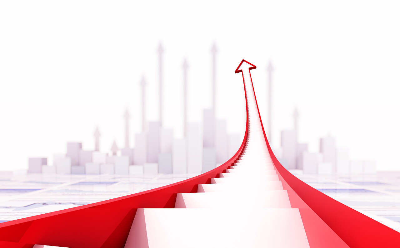 年终总结箭头楼梯和业务图表激励指标提升提升箭头提升