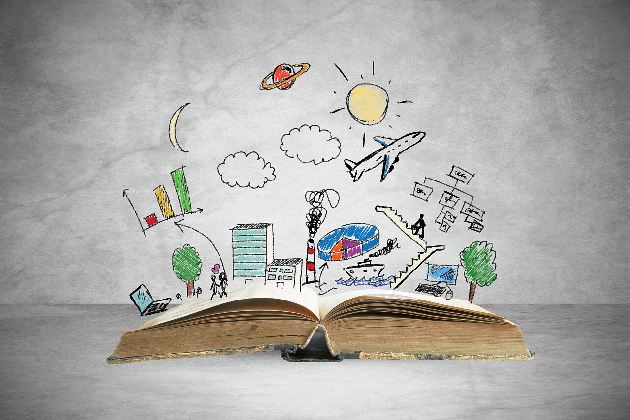 一本书以现代商业素描和符号展现出来