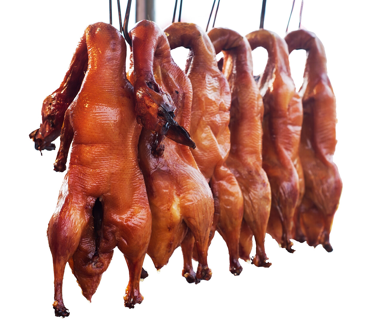 很多美味的烤鸭