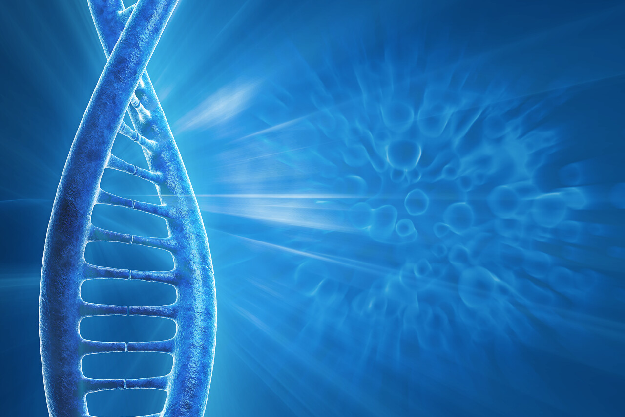 彩色背景中病毒螺旋结构特写