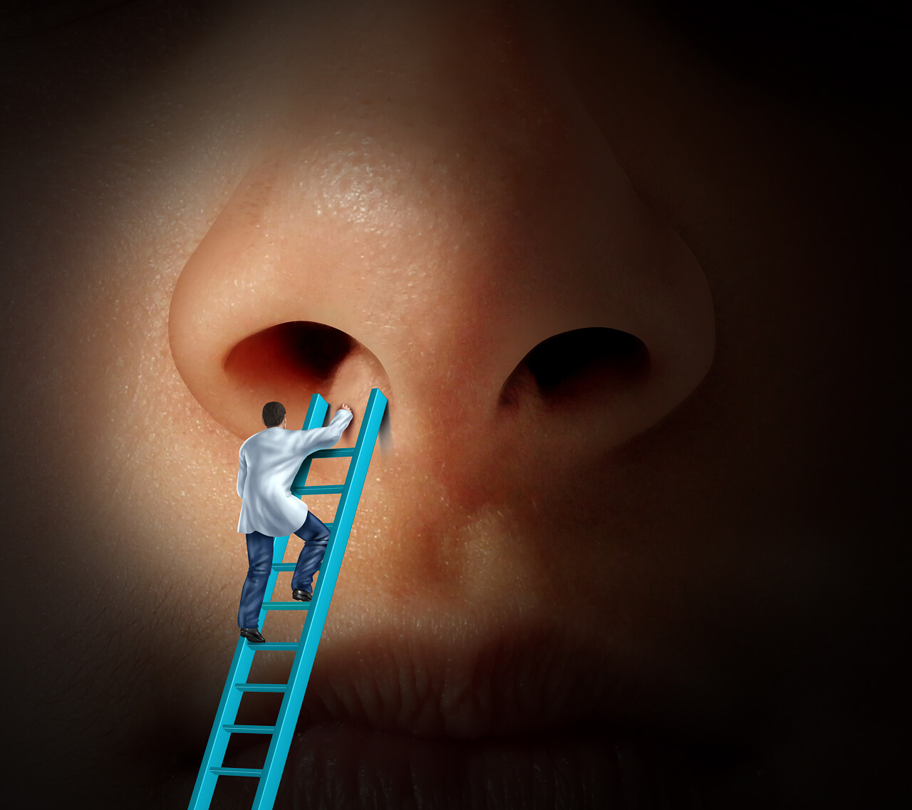 爬梯子到鼻术或整容整形手术鼻子整形