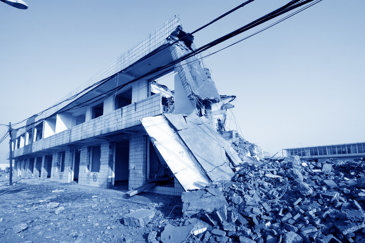 房屋拆除材料在拆卸工程地盘