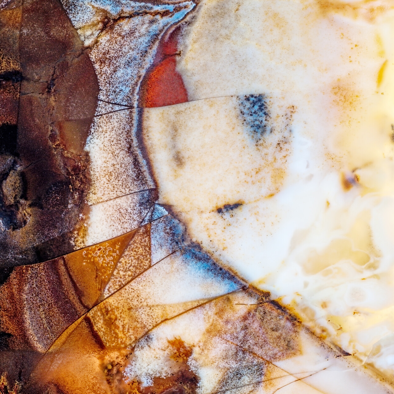 装饰石材的苔藓玛瑙与裂纹宏