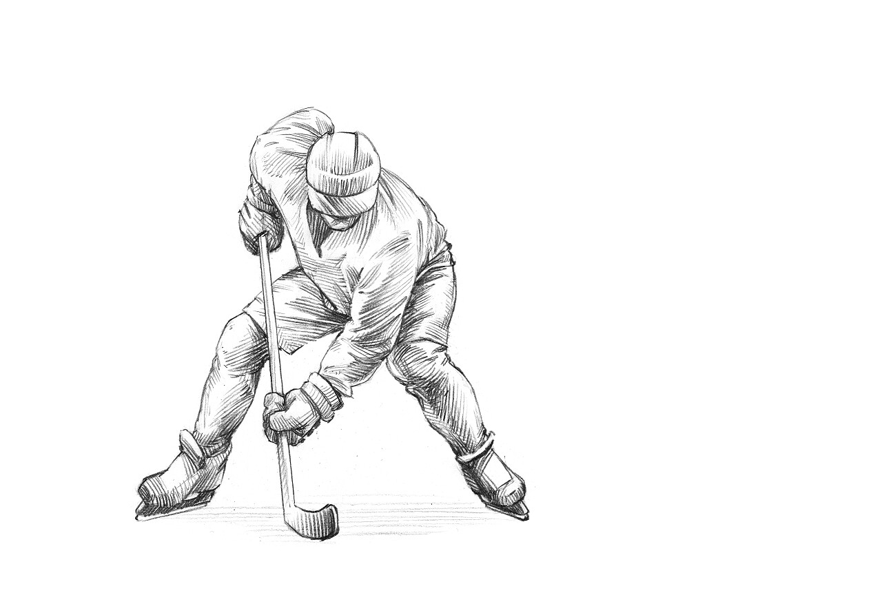 正在运球的冰球运动员