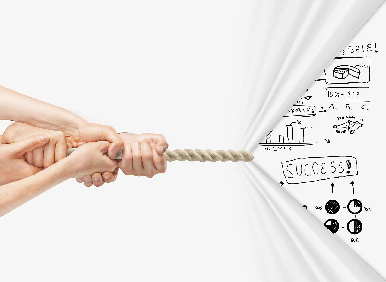 手拉绳和绘图的经营理念