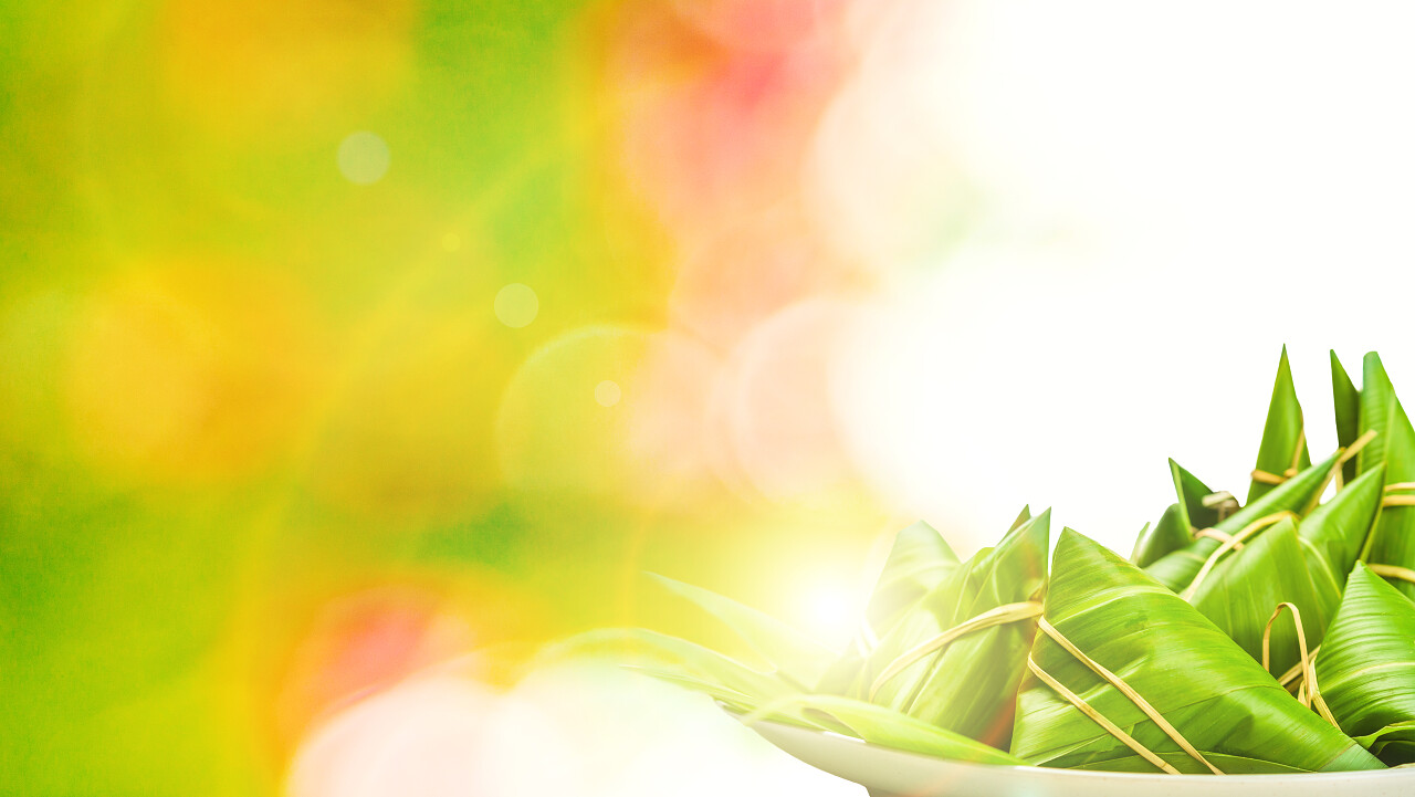 端午节粽子端午节美食中国粽子在彩色背景上端午节