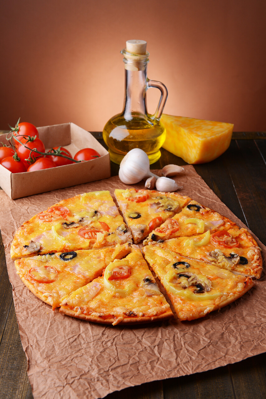 美味的比萨上表特写