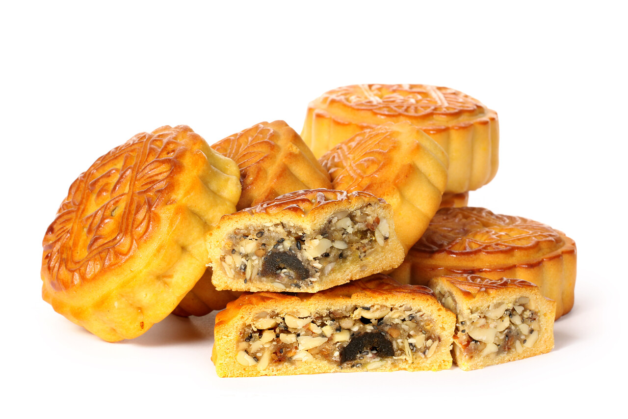 白底中秋月饼八月十五中秋节月饼中秋节