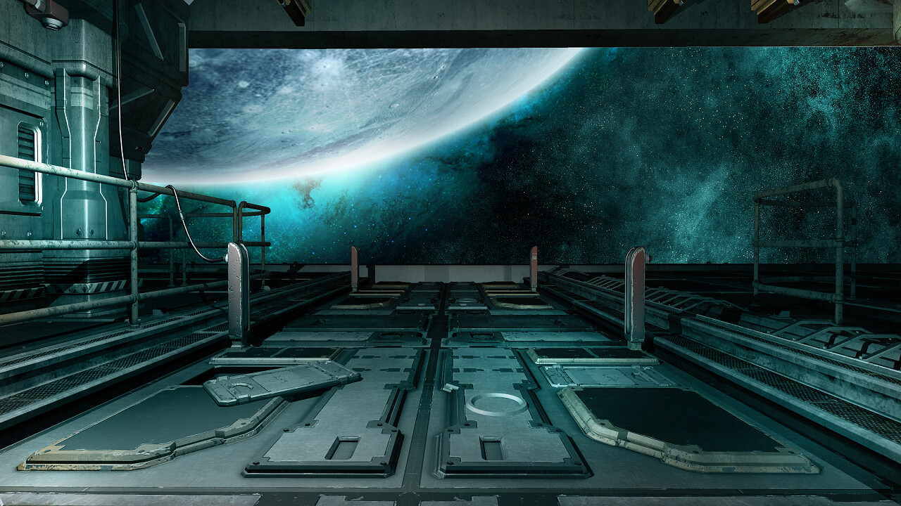 查看从具有行星 恒星和星云的航天器