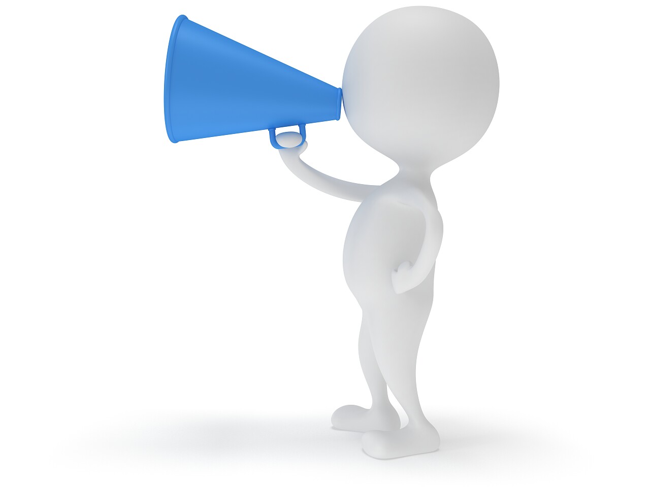 3d 的白人男子站在一起孤立的白色衬底上的蓝扩音器 人  精神  领导理念领导力提升