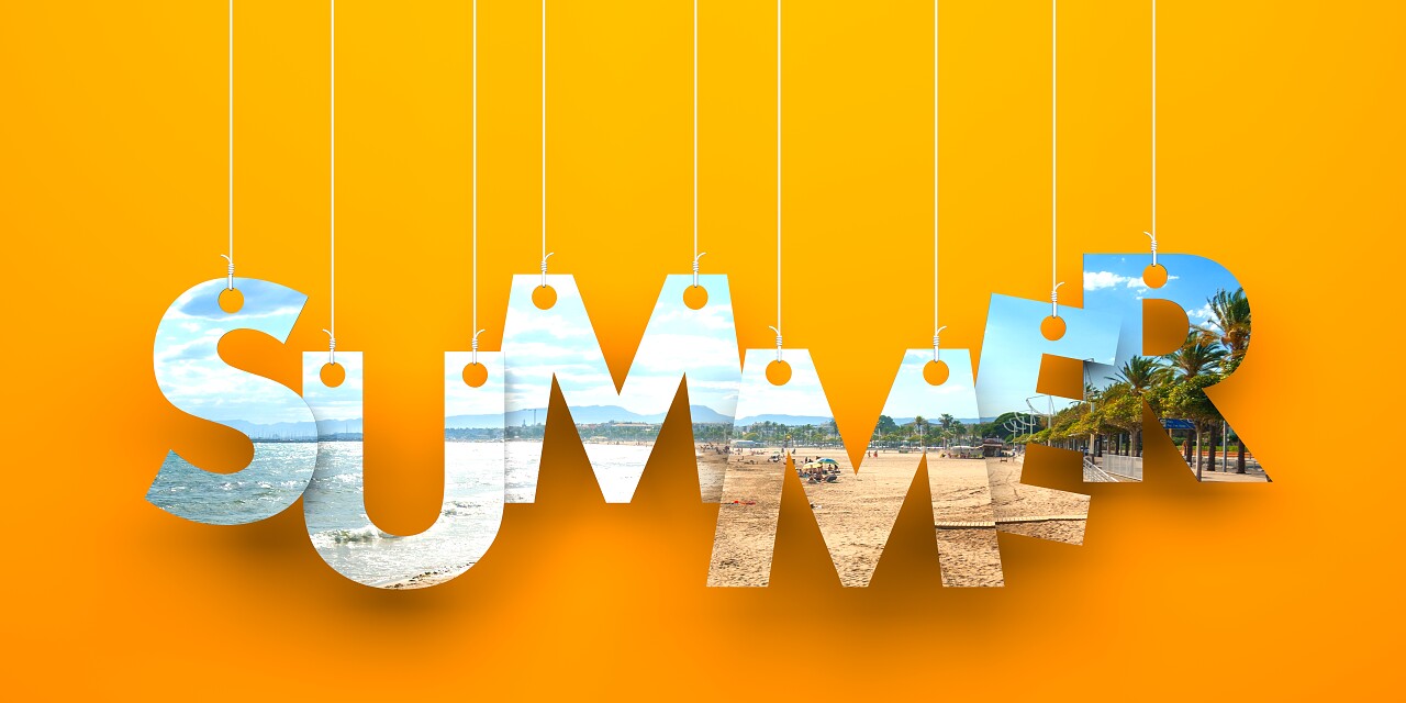 夏天词挂在字符串上 概念图像