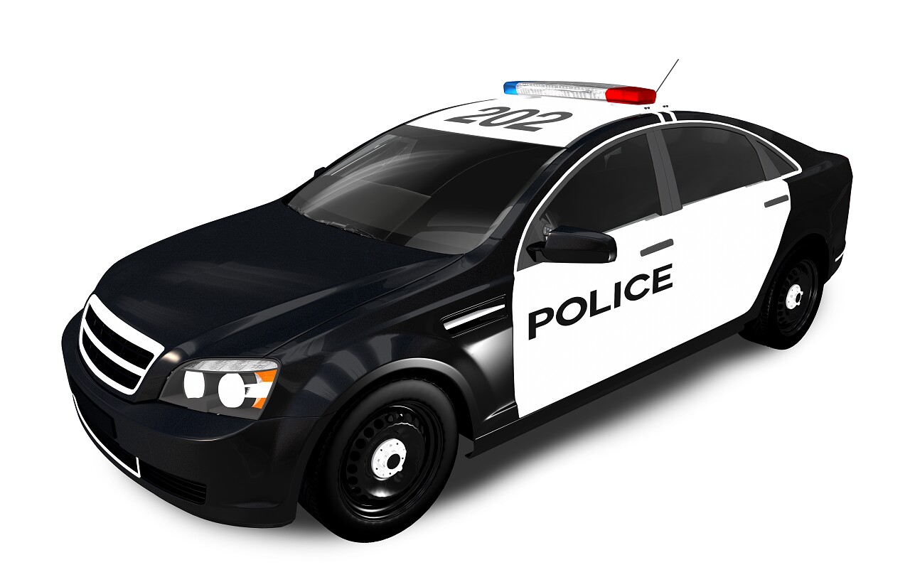 白底现代警察巡逻车