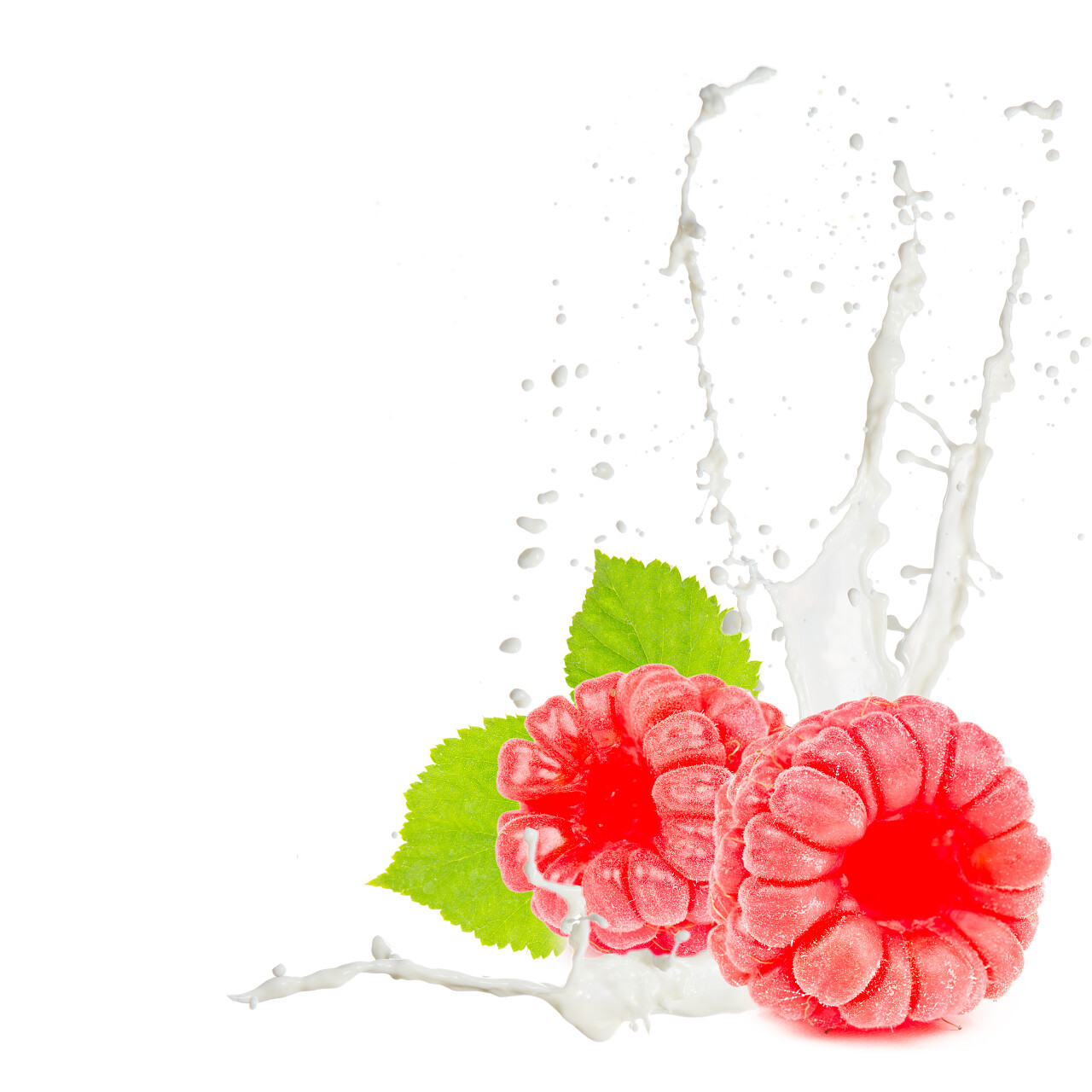 新鲜牛奶树莓果素材图