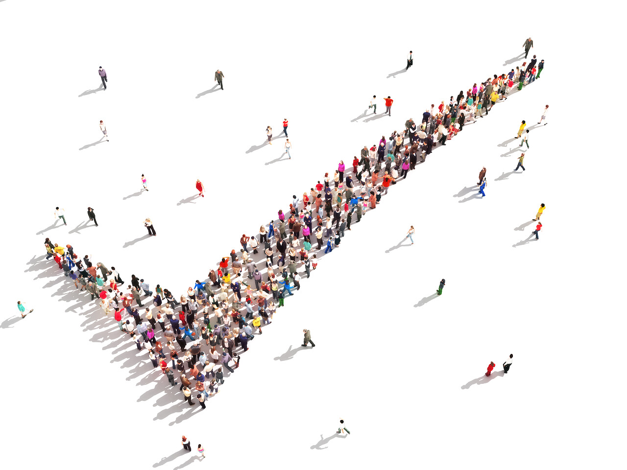 白底由人物组成的打勾符号创意图