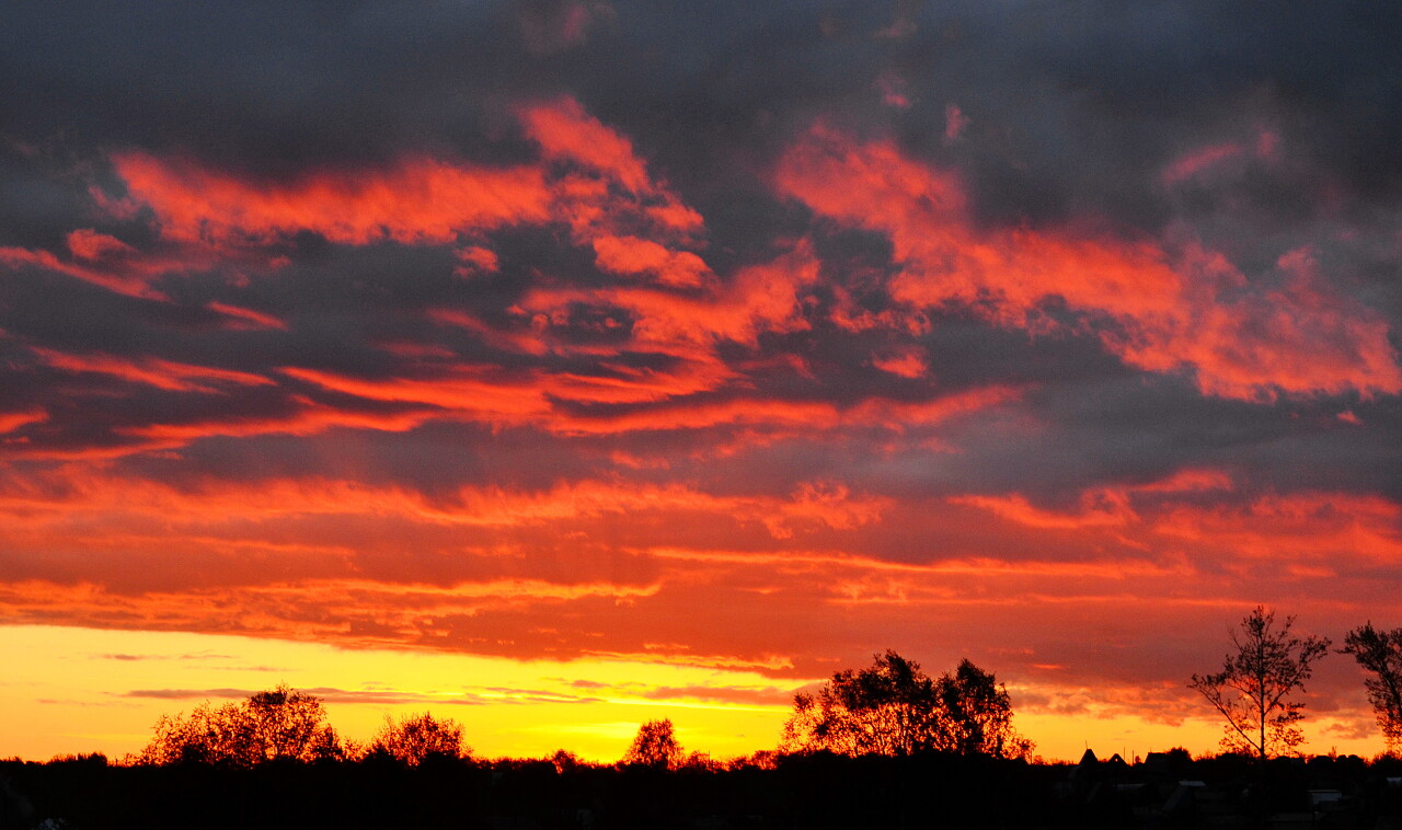 在一年中的任何季节日落和上升都会有明亮的油漆世界气象日