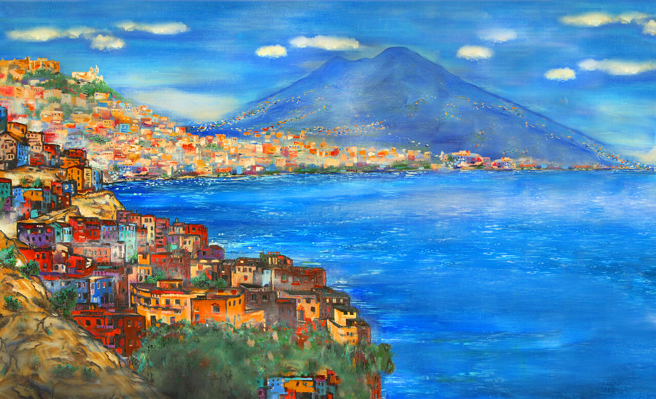 手绘大海建筑景观