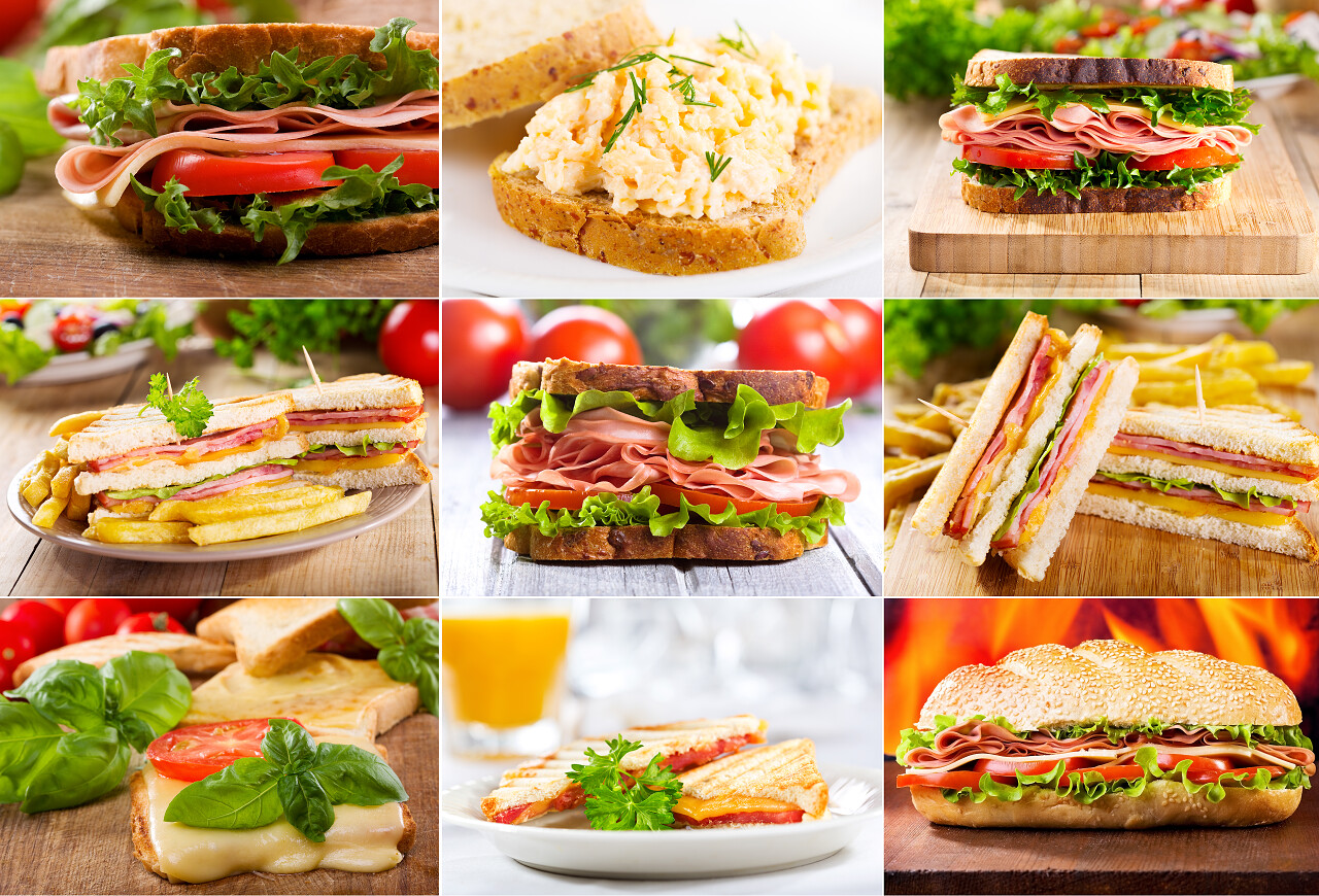 各种三明治的拼贴