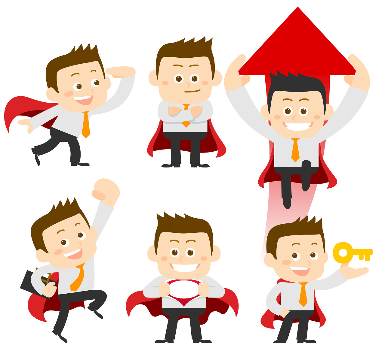 插图不同姿势的商人集经理