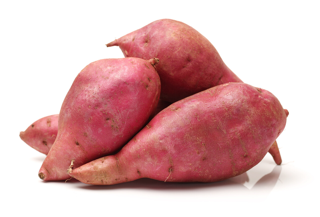 白色背景的红薯