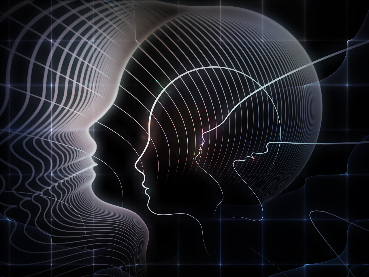 人体头部作为背景的平面设计作品