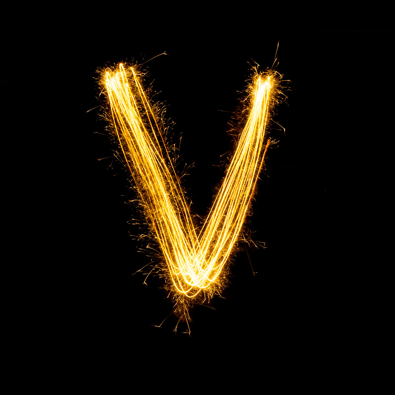 火花烟火灯字母V大写