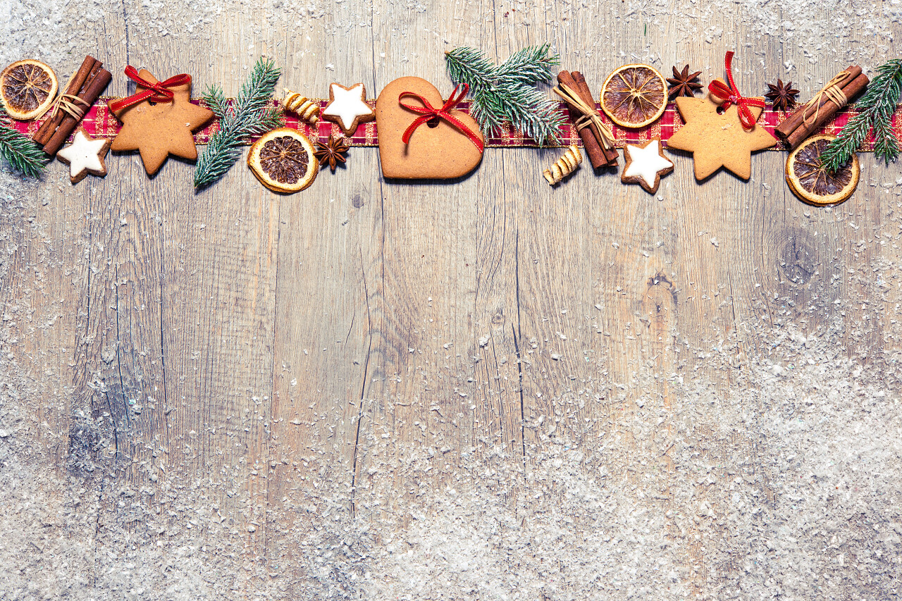 圣诞节背景与饼干造型装饰