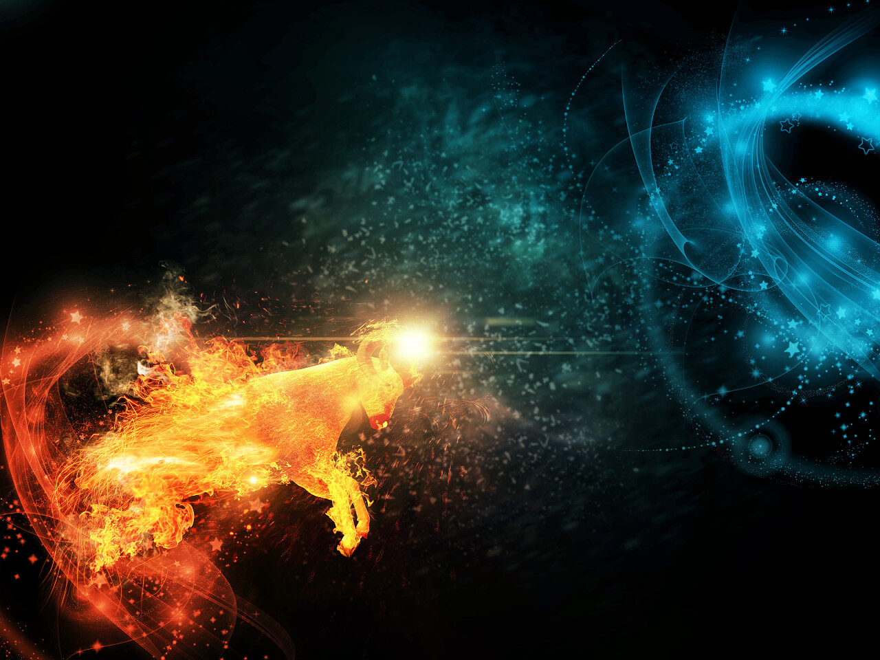 太空中的火与行星