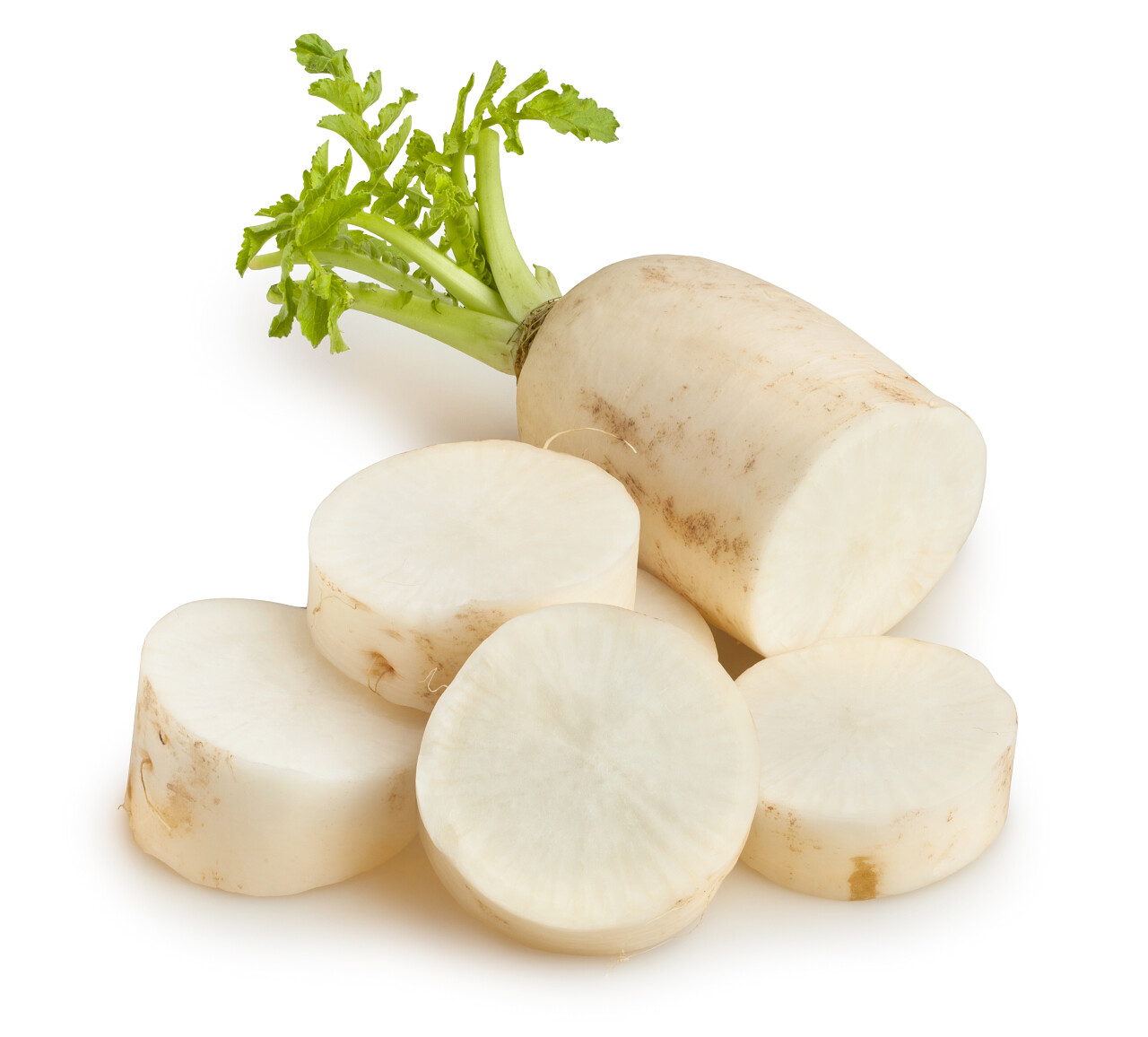 白色切开的萝卜