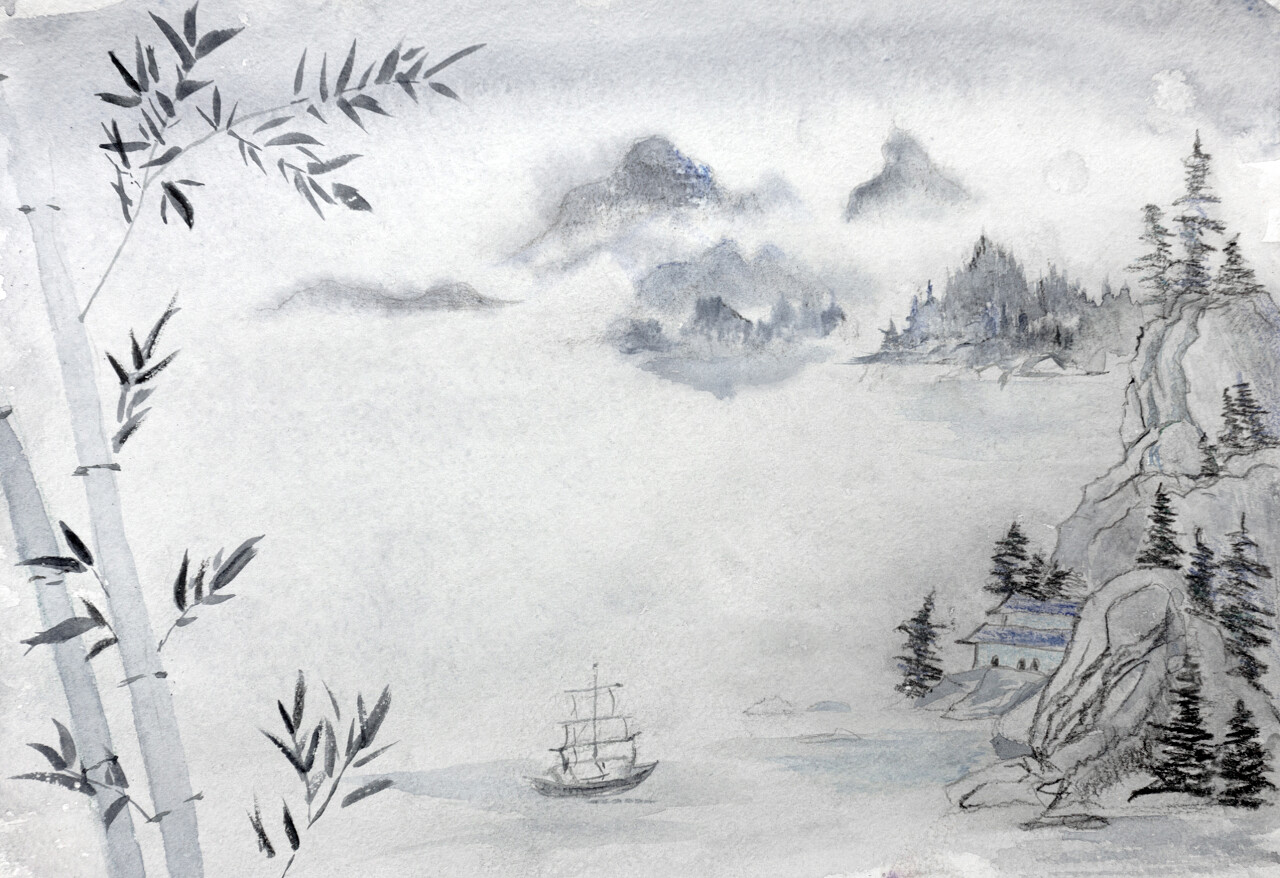 中国风水墨图传统二十四节气24节气清明节清明