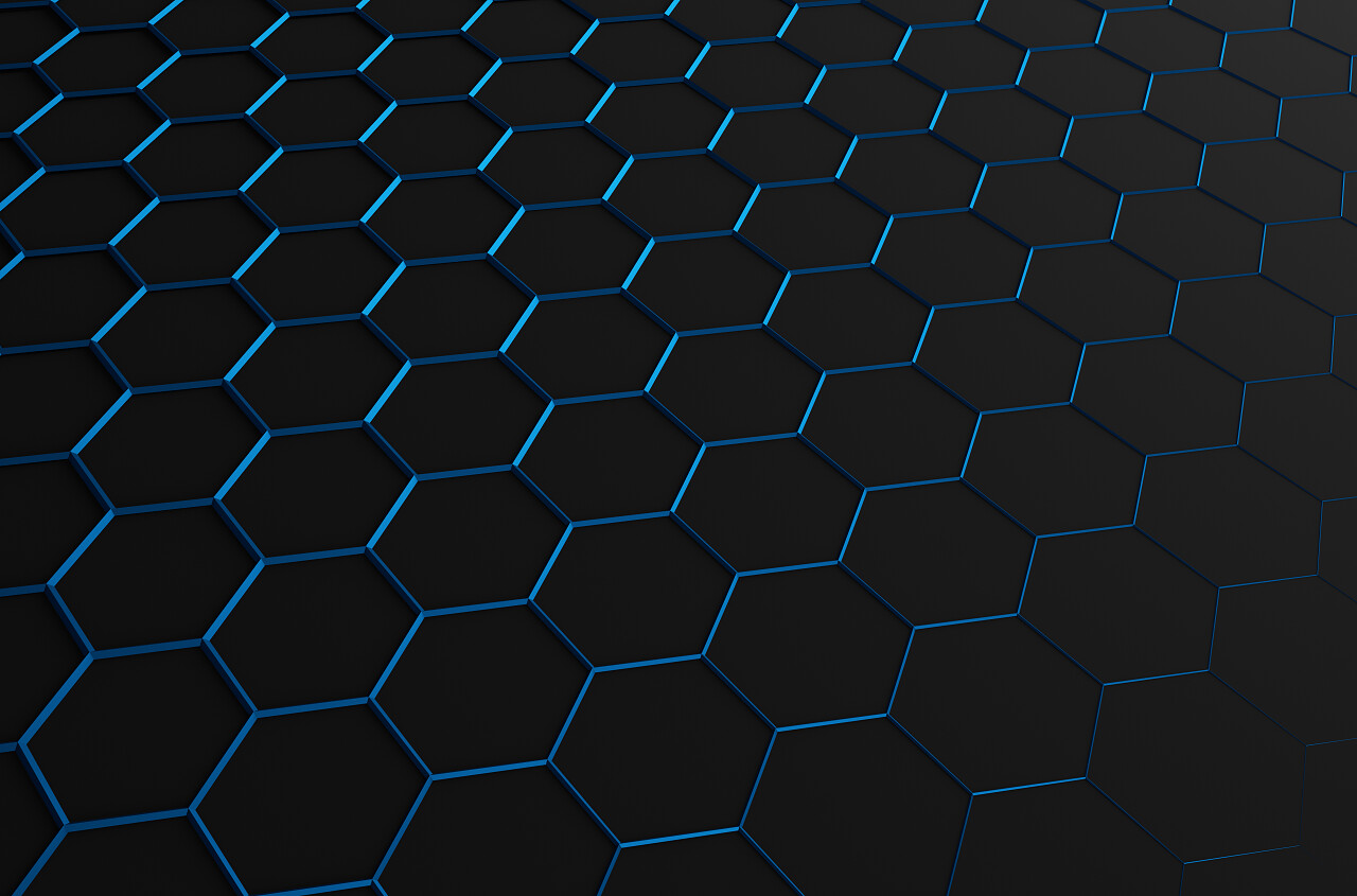 3d渲染的蓝色六边形