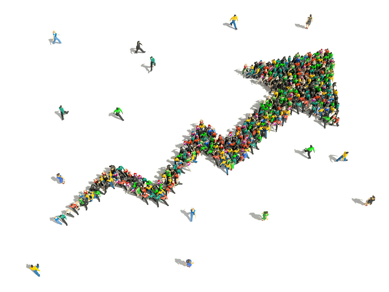 人群组成的箭头