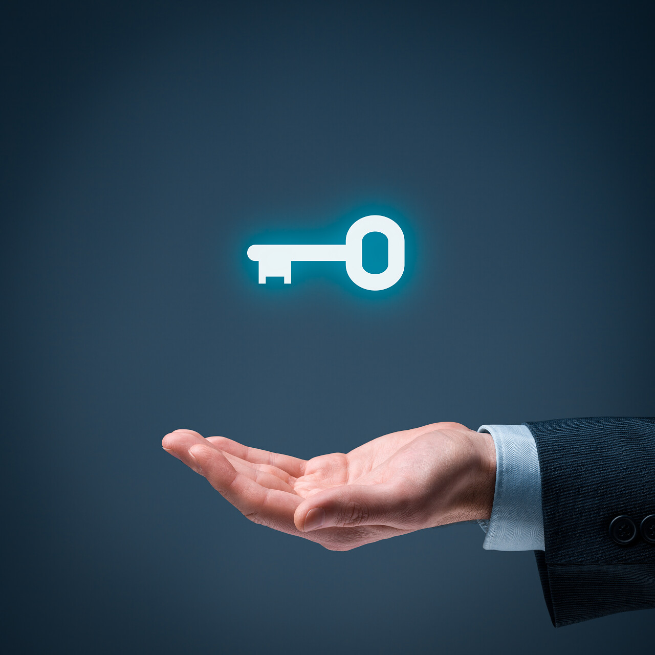 商人提供成功的关键交钥匙解决方案和服务的概念