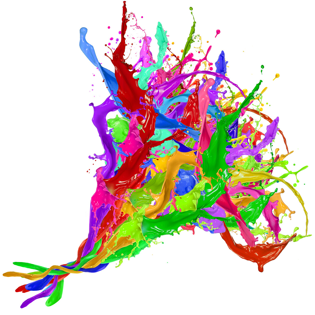 白色背景上抽象形状的彩色飞溅