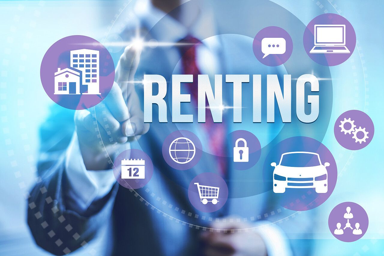 租赁的概念图与多个图标