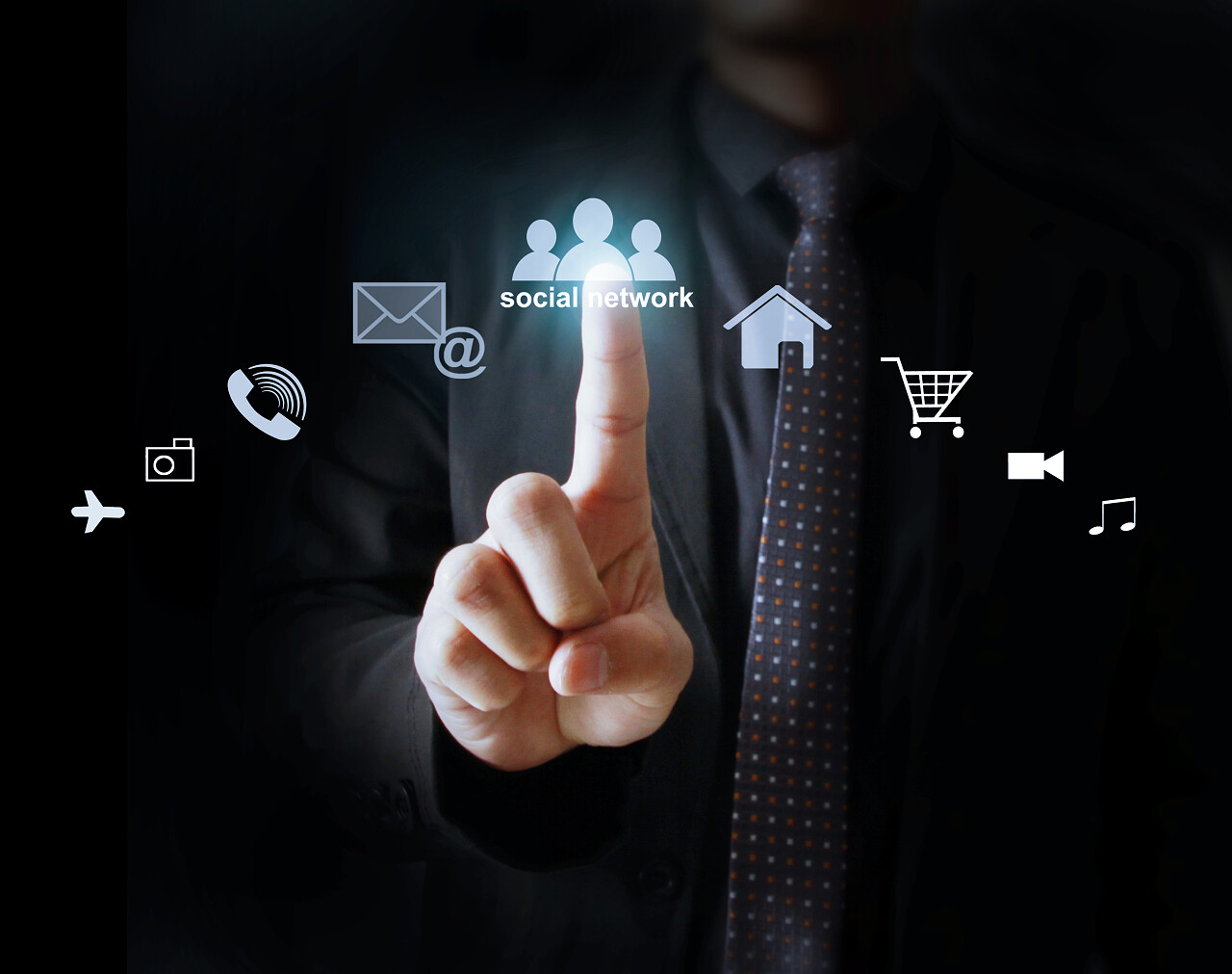 手的商人社会网络图标点击手势