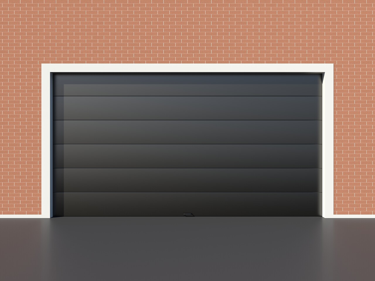 砖墙上的现代黑色车库门