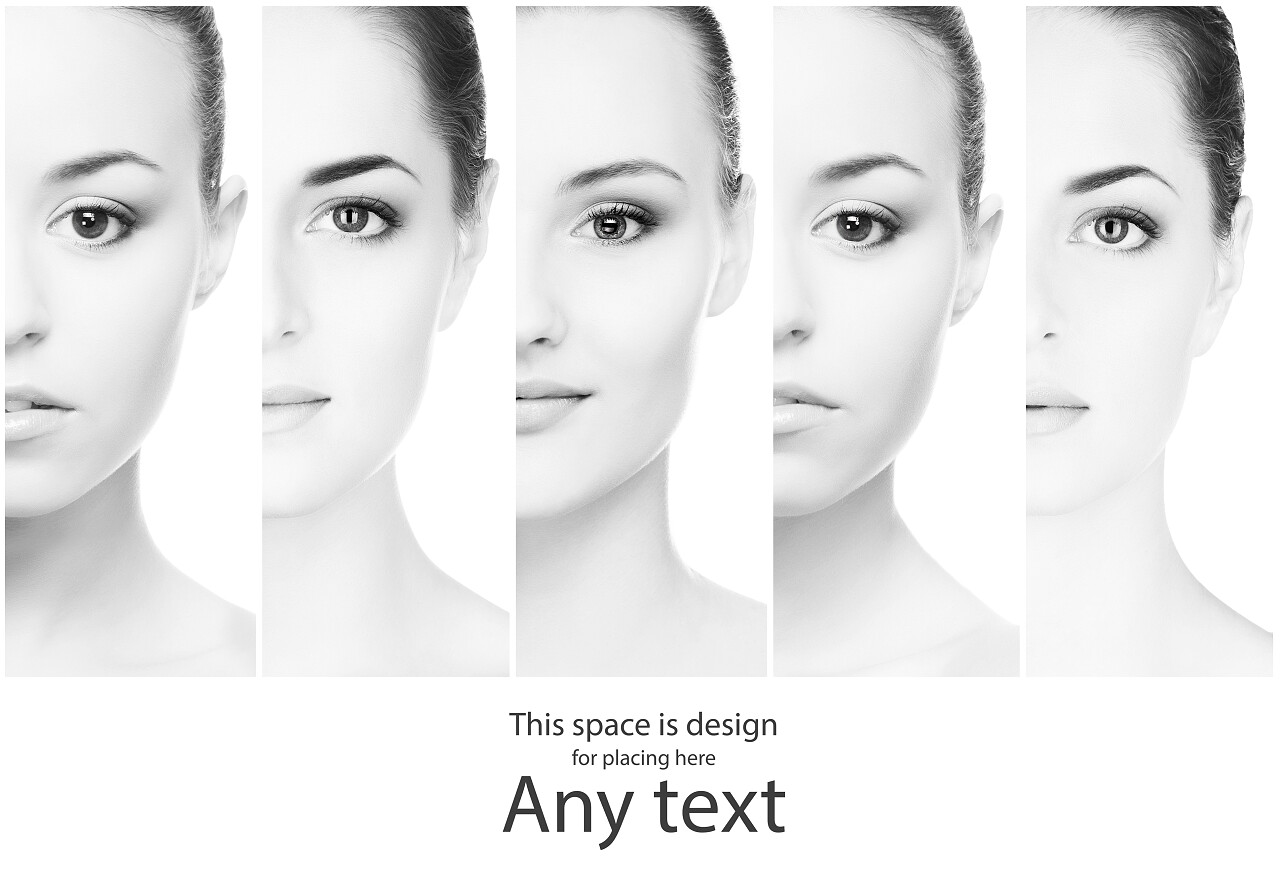 白色背景上孤立的单色妇女画像