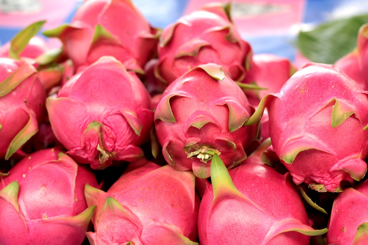 市场上的火龙果