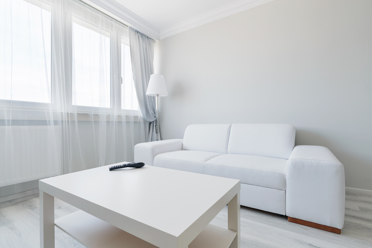 极简主义客厅设计的水平视图